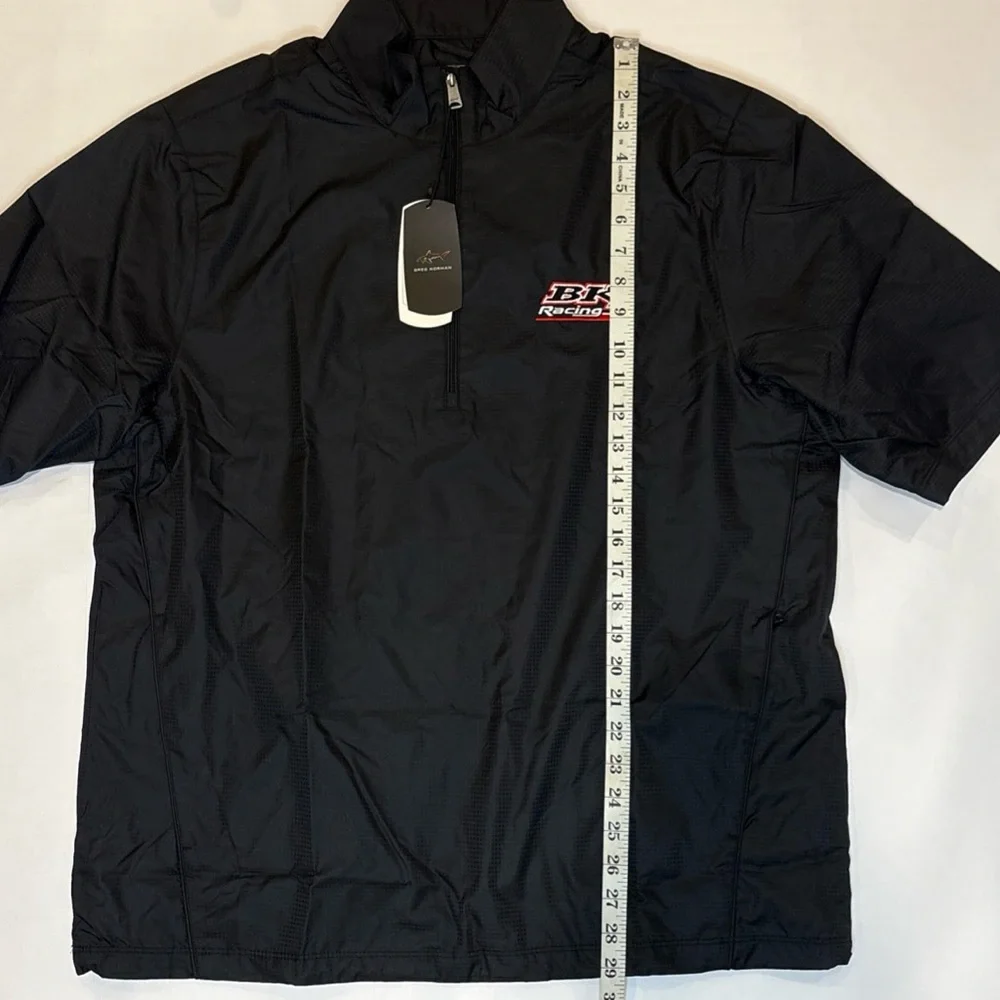 Greg Norman BK Racing Black Water Resistant Short Sleeve Windbreaker Mens Medium